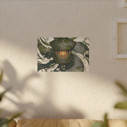 Zen Stone Lantern in Candlelight | Ukiyo E Inspired Canvas Art