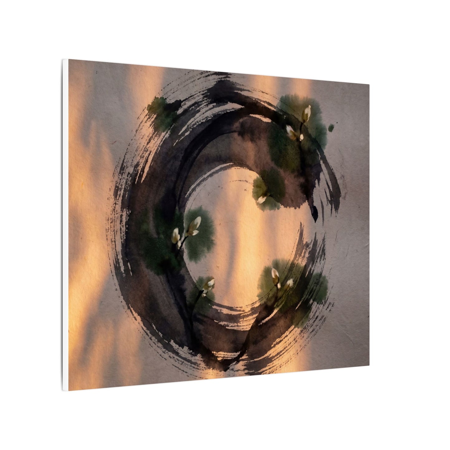 Ink Brushstroke Spring Canvas Art | Dark Japandi Bold Design