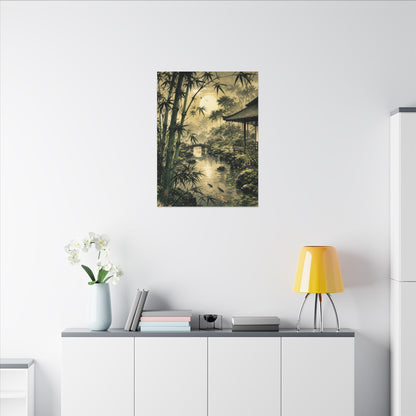 Moonlit Garden Sumi E Canvas Art | Calm Zen Art