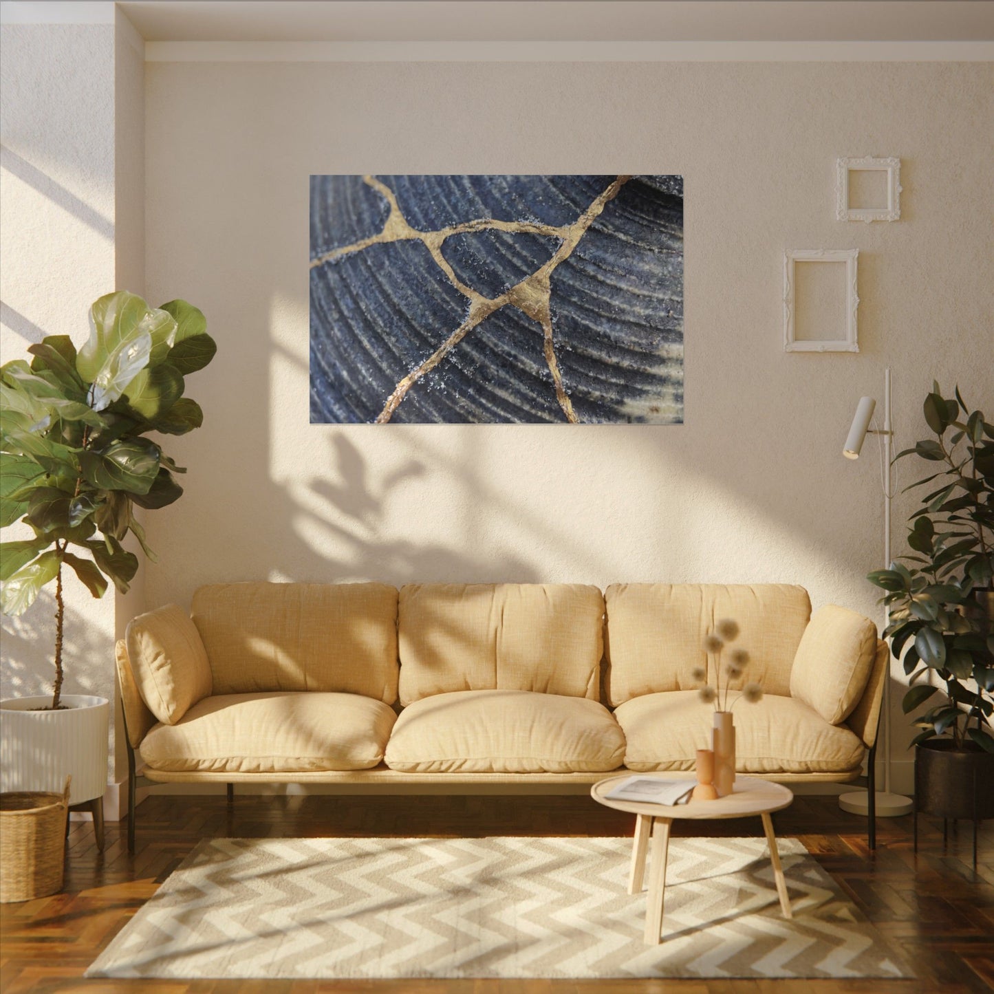 Shibui Water Ripple Canvas Art - Kintsugi Gold Repair