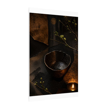 Atmospheric Ceramic Bowl Canvas Art - Shadow Zen Dark Japandi