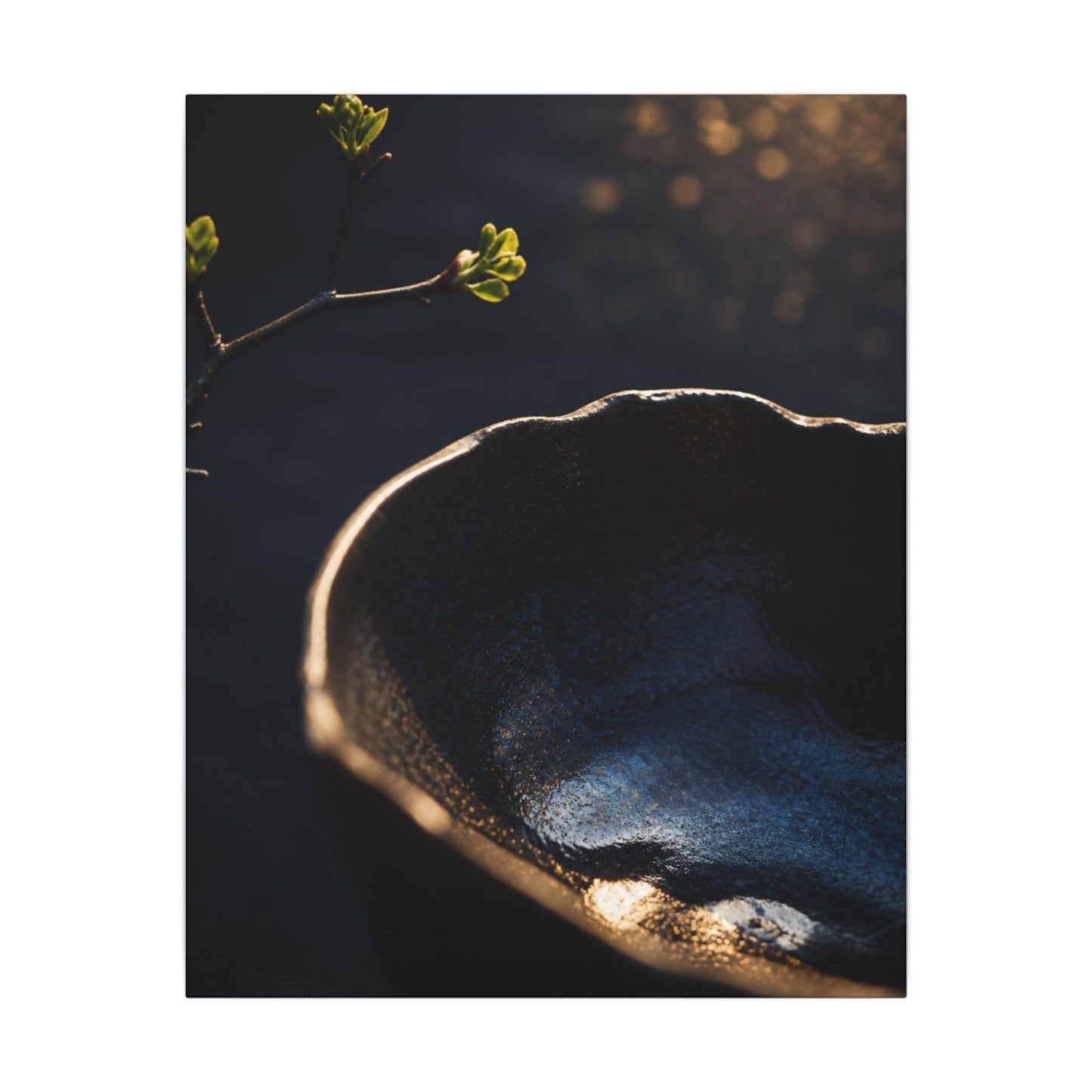 Ma Ceramic Bowl Canvas Art - Dark Japandi Shadow Zen