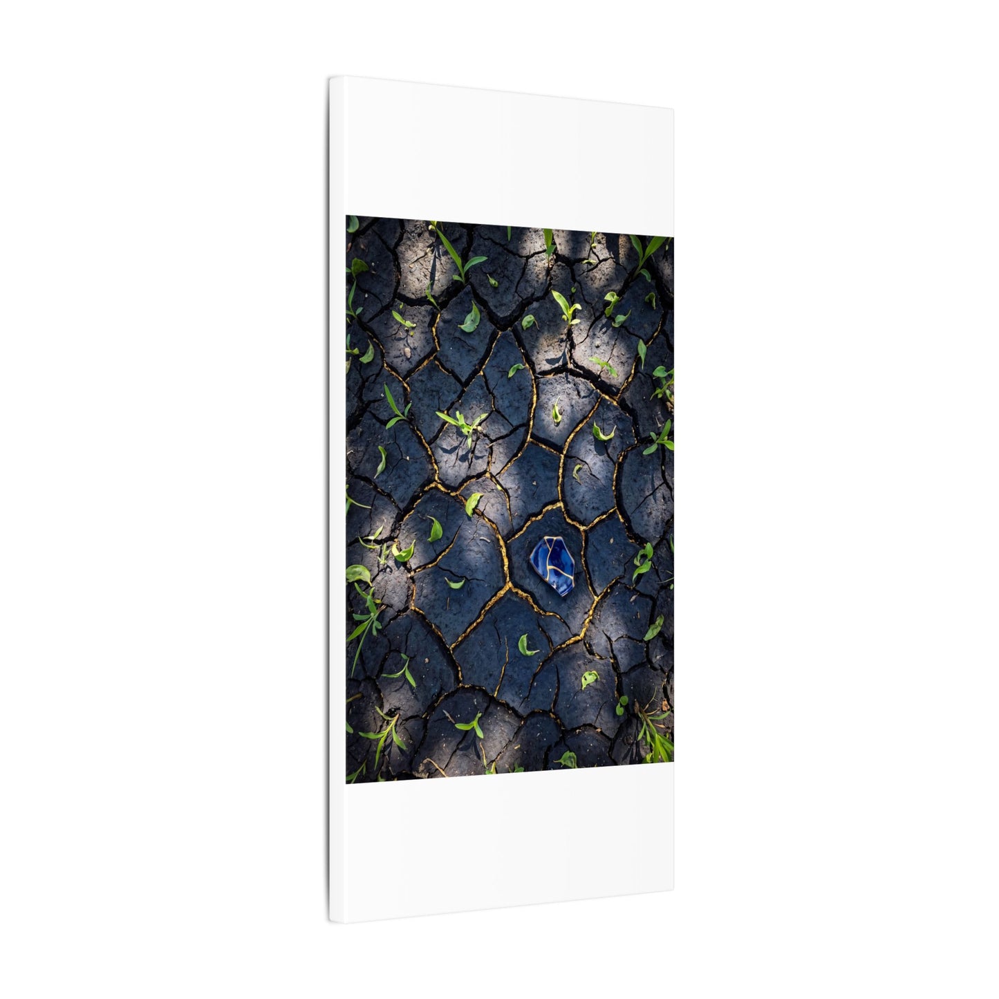 Cracked Earth Canvas Art | Spring Dark Japandi Moody Minimal Art