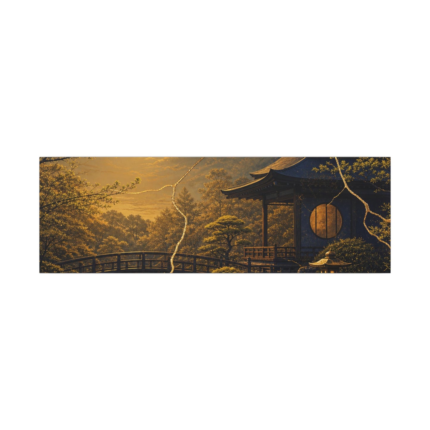Spring Moonlit Garden Gold Vein Canvas Art | Resilient Decor