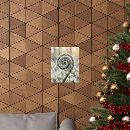 Fern Unfurling Wall Art Print | Winter Japandi Watercolor Art