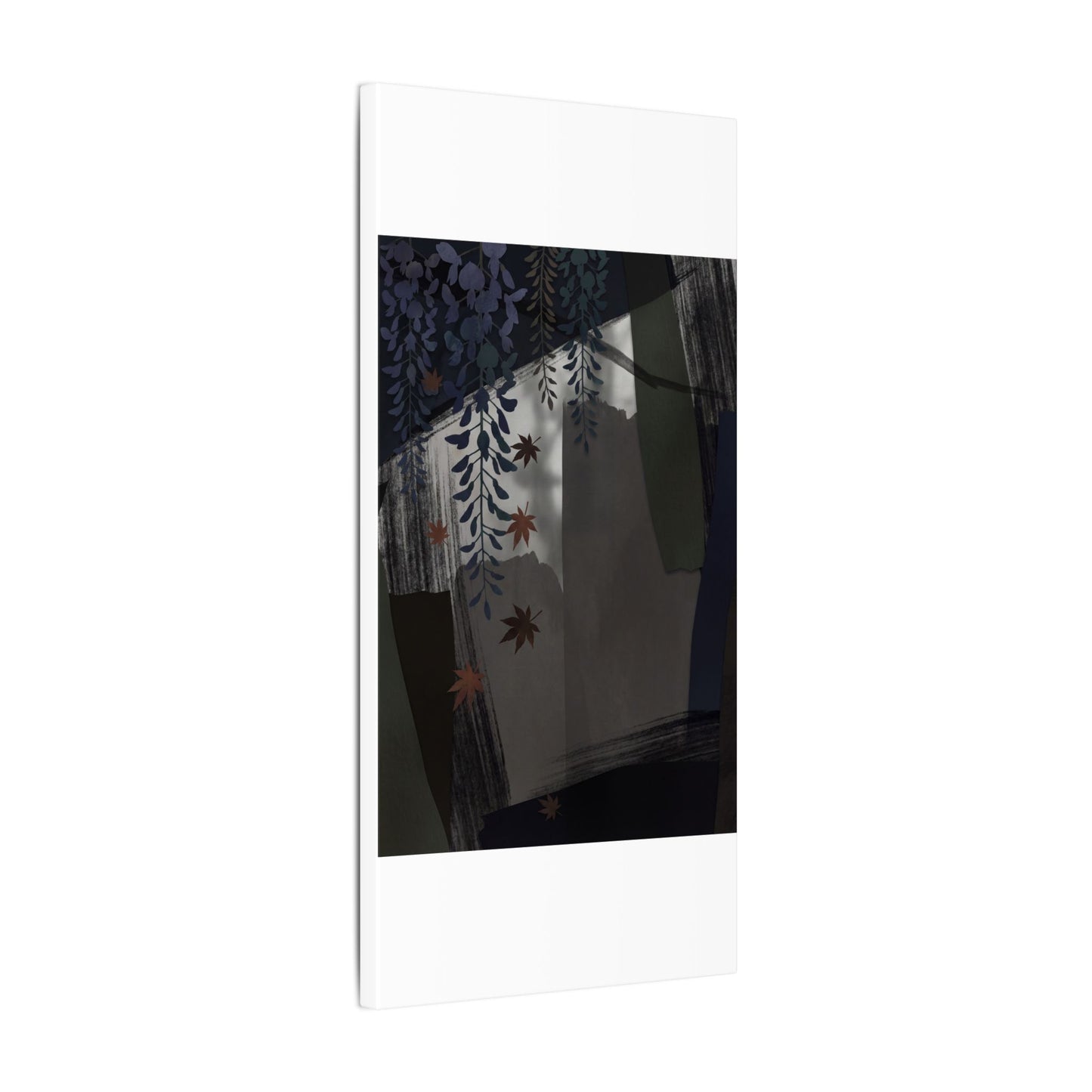 Wisteria Autumn Canvas Art | Dark Japandi Moody Design