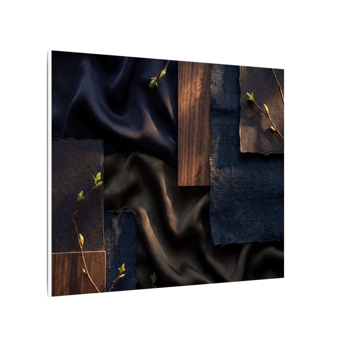 Silk Drape Spring Canvas Art | Dark Japandi Moody Design