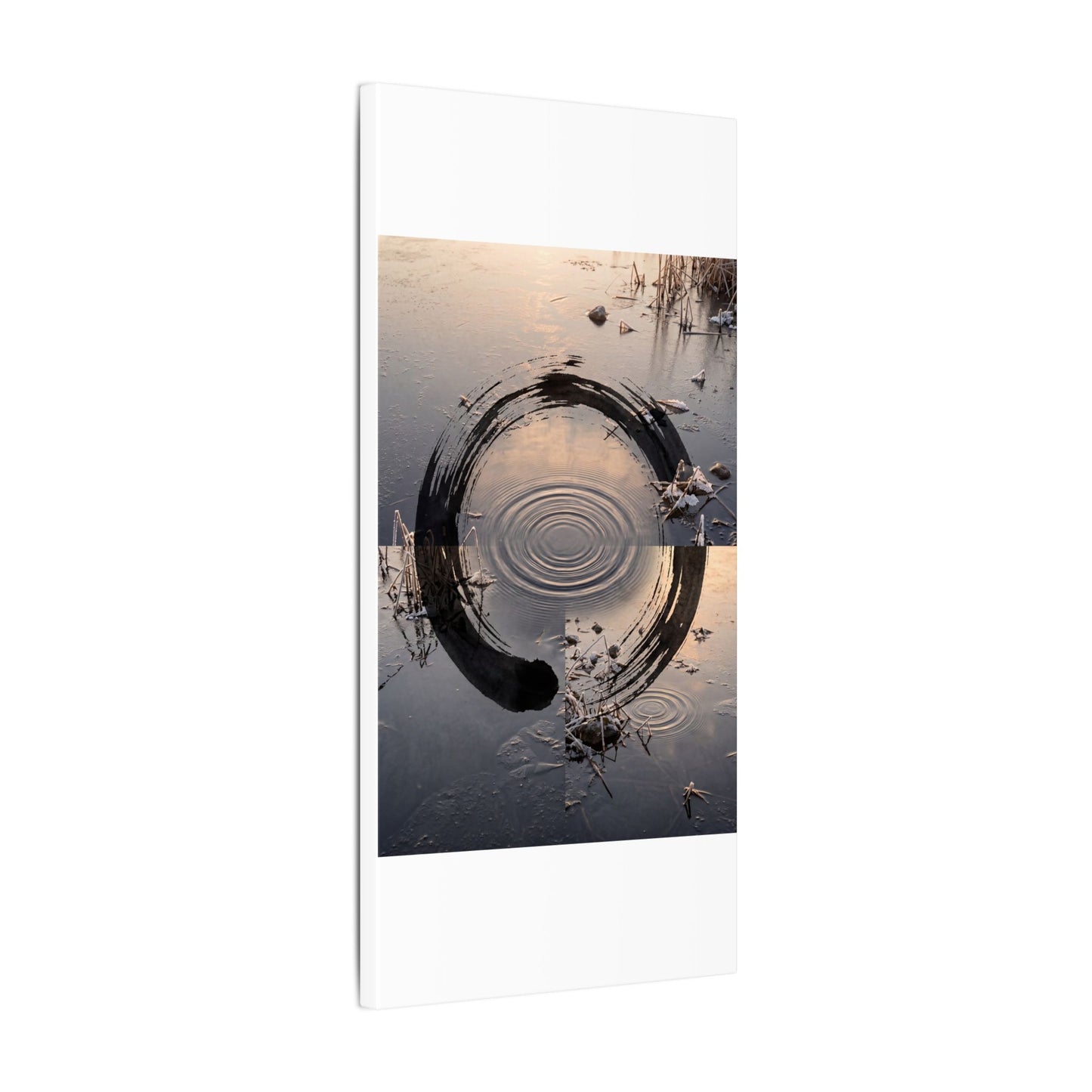 Winter Water Ripple Enso Canvas Art | Tranquil Decor