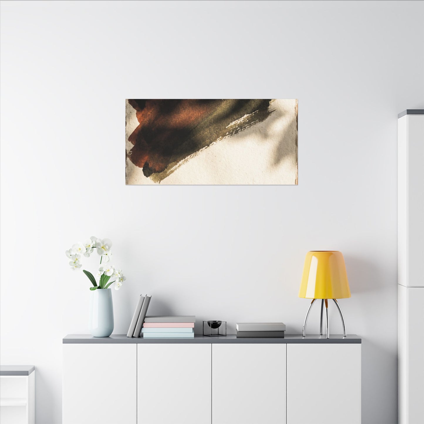 Ink Brushstroke Canvas Art | Summer Dark Japandi Moody Minimal Art