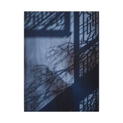Shadow Play Moody Minimal Canvas Art | Moody Dark Japandi Art