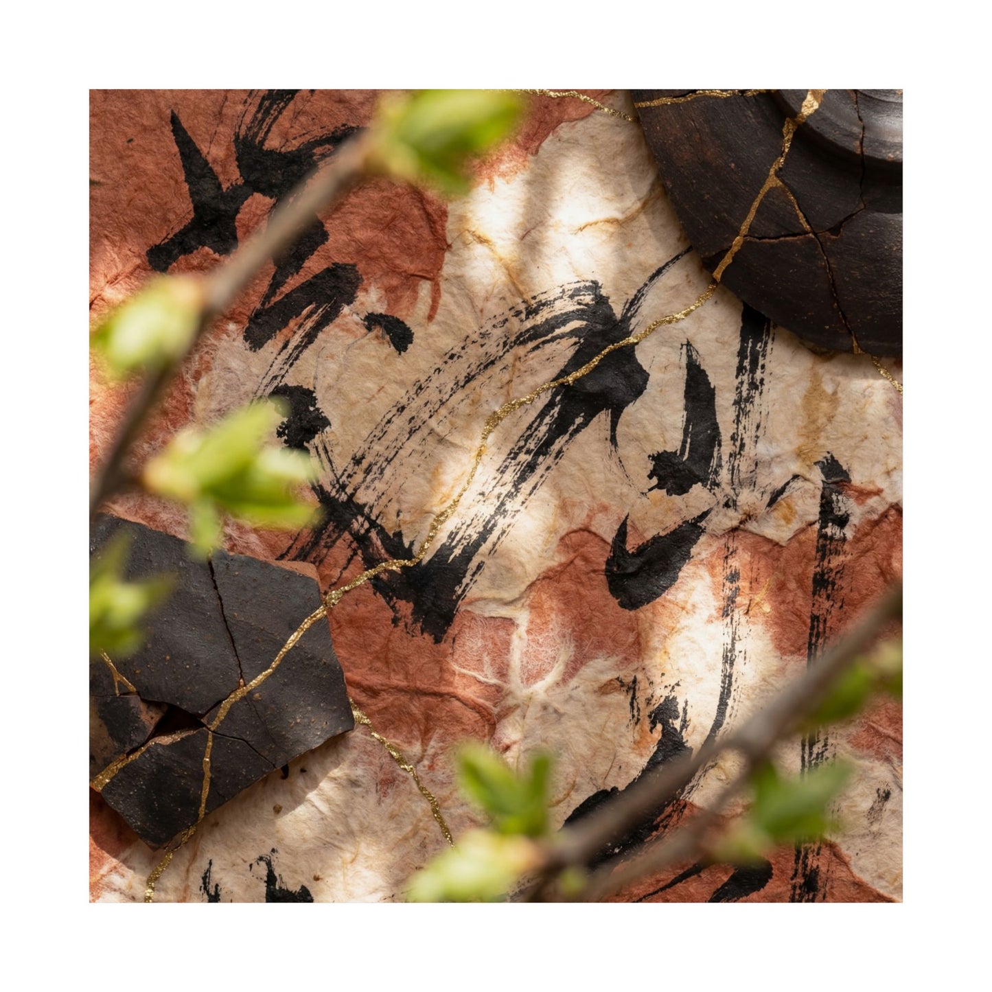 Resilient Ink Brushstroke Wall Art Print - Gold Repair Kintsugi