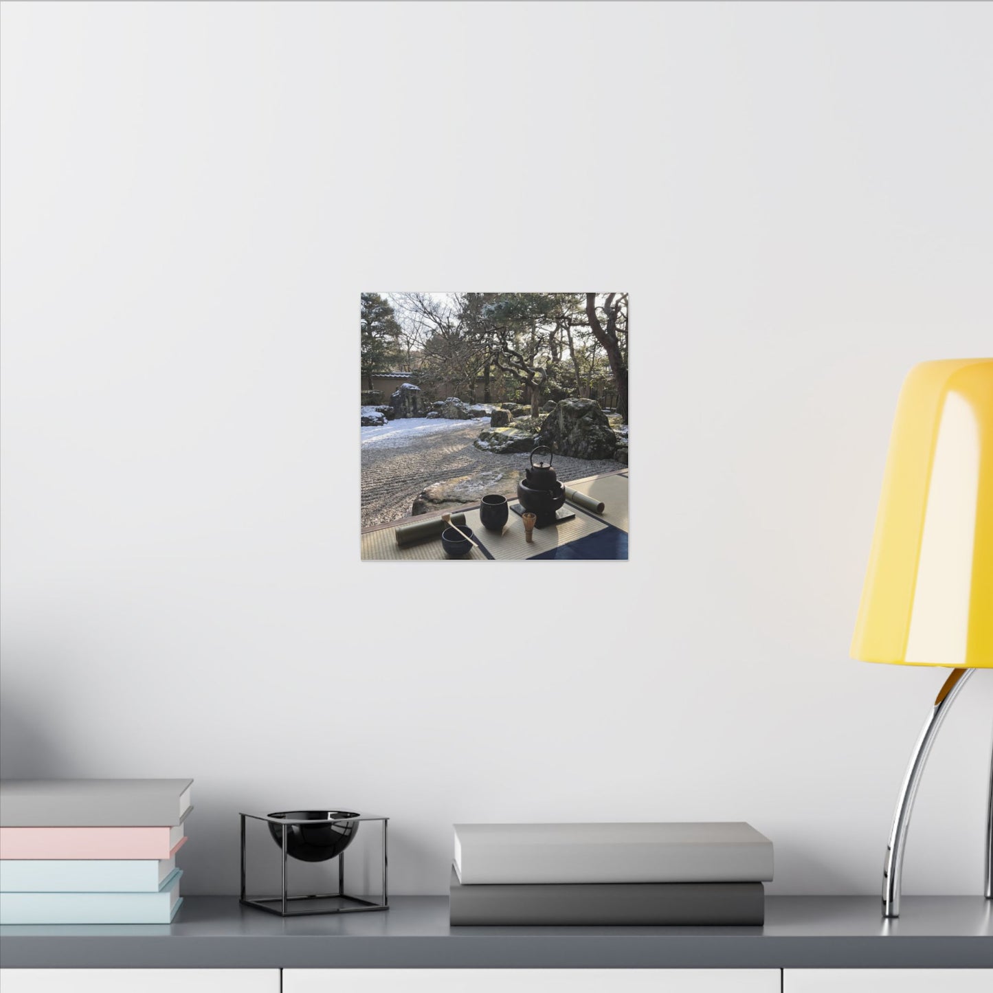 Winter Tea Ceremony Karesansui Canvas Art | Serene Decor