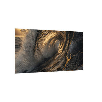 Kanso Ocean Wave Canvas Art - Kintsugi Gold Vein