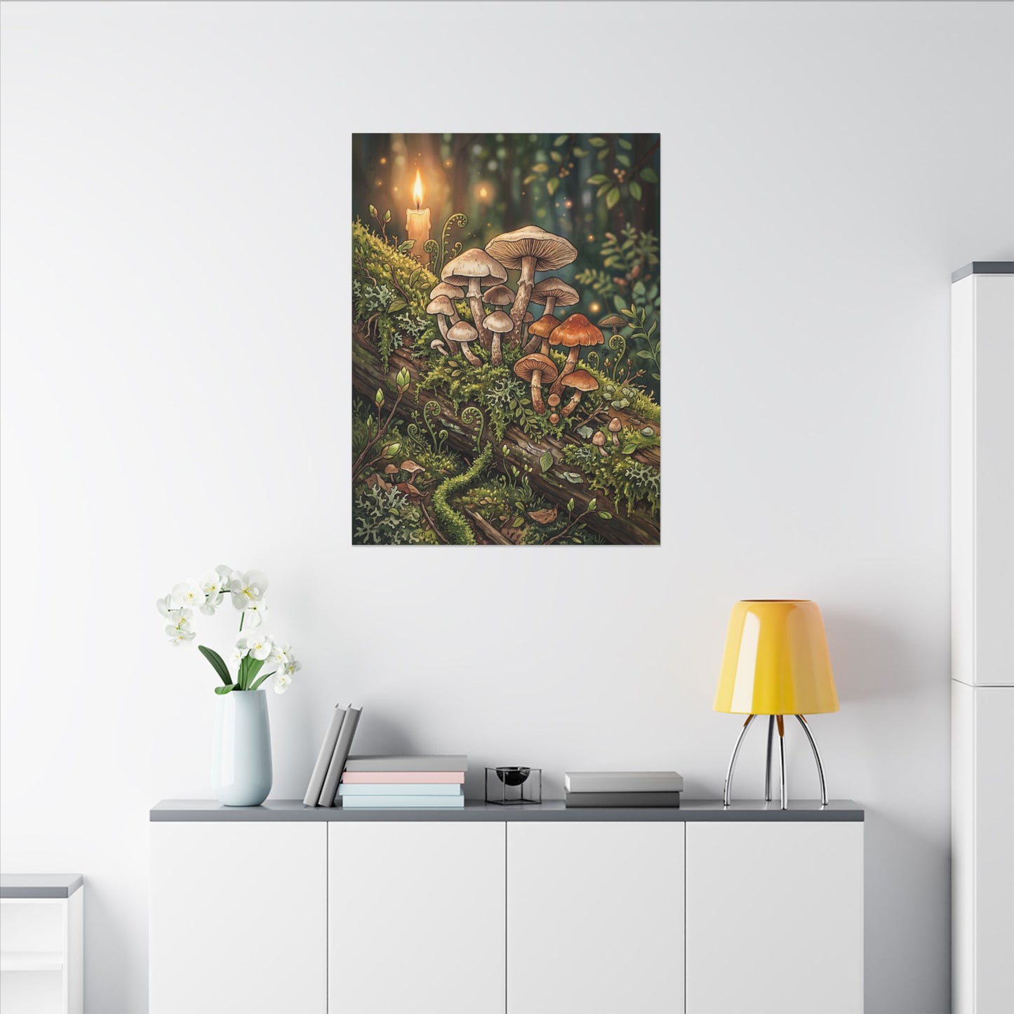 Spring Wild Mushrooms Herbarium Canvas Art | Rustic Decor