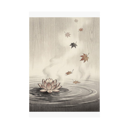 Lotus Flower Wall Art Print | Autumn Zen Ukiyo E Inspired Art