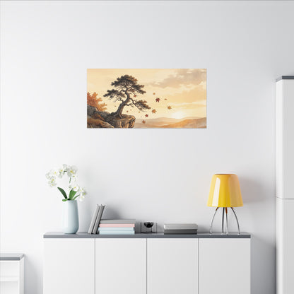 Pine Tree Autumn Canvas Art | Japandi Warm Design