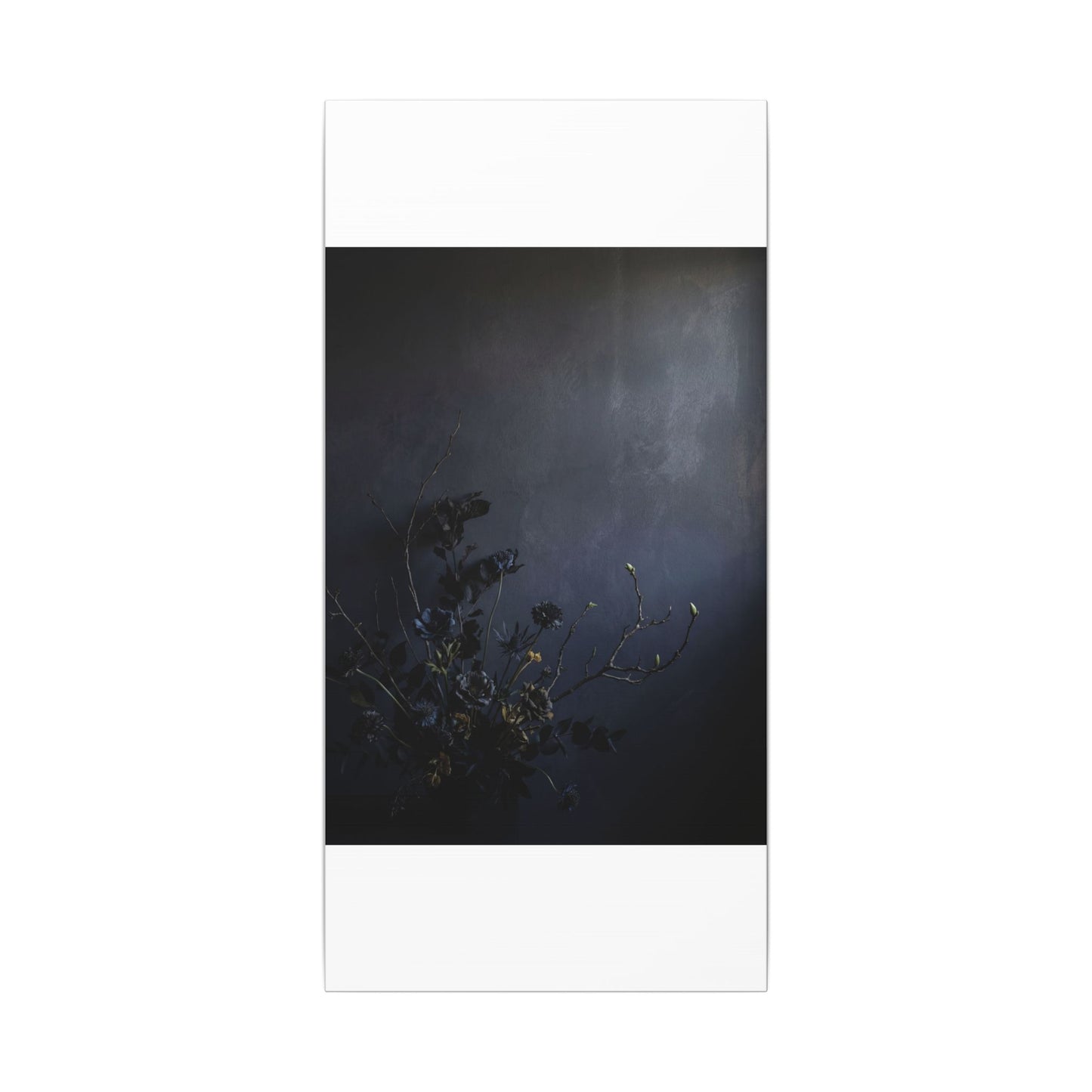 Dried Flowers Spring Canvas Art | Dark Japandi Moody Design