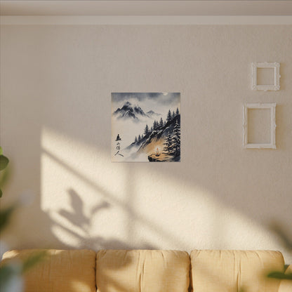 Mountain Mist Canvas Art | Winter Zen Ukiyo E Inspired Art