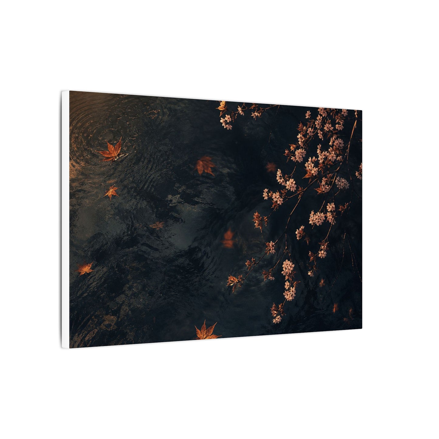 Golden Hour Cherry Blossom Canvas Art - Dark Japandi Kanso