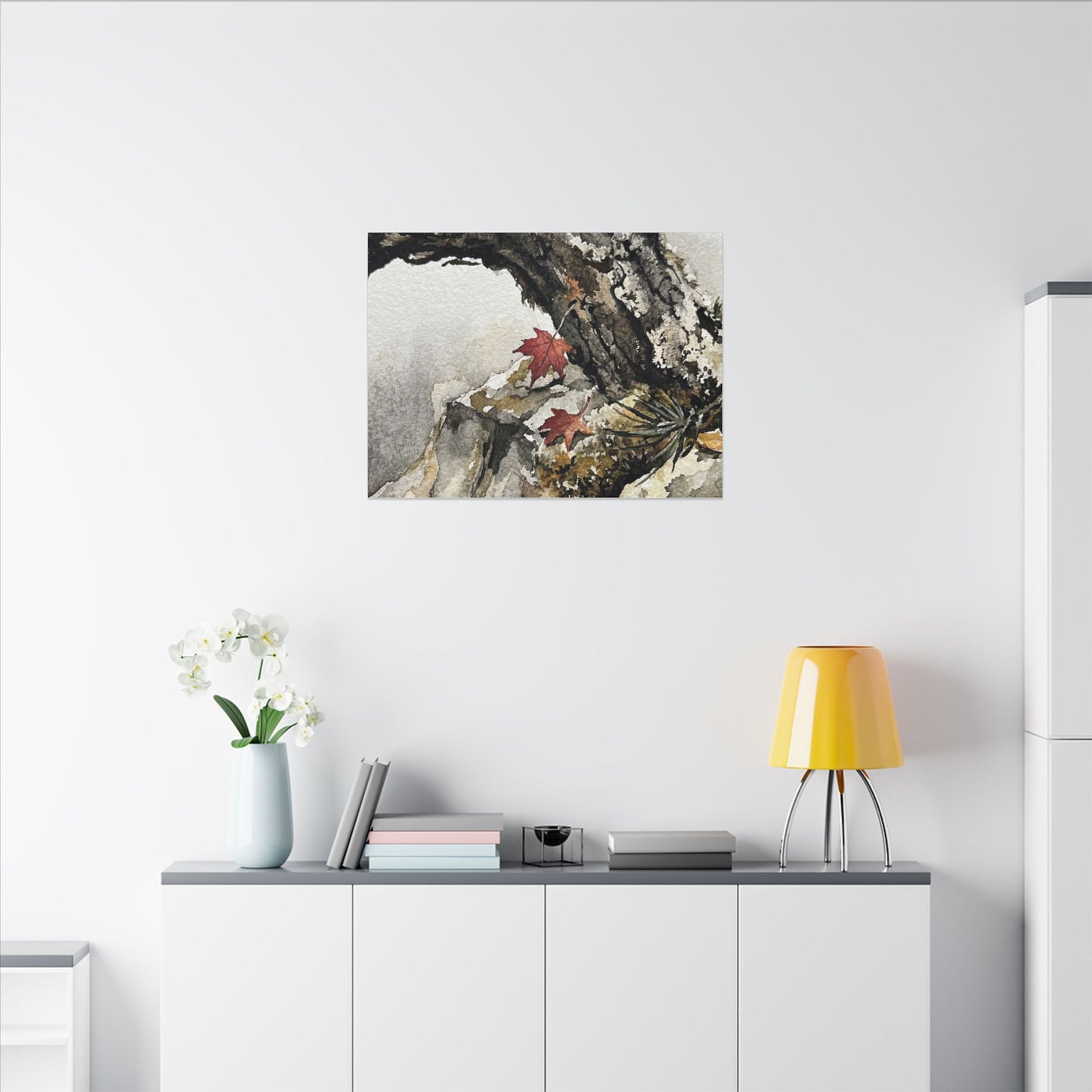 Pine Tree Autumn Canvas Art | Japandi Earthy Design