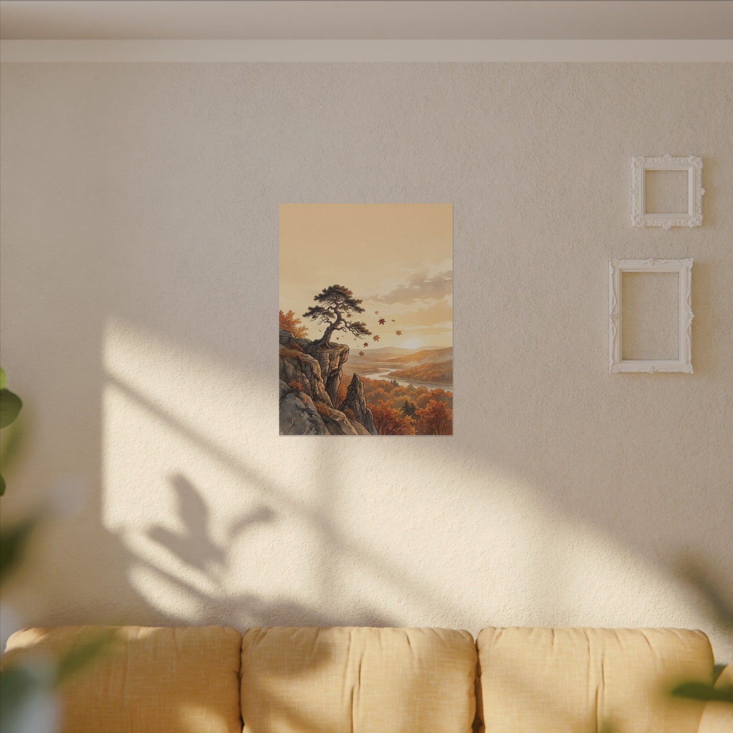 Pine Tree Autumn Canvas Art | Japandi Warm Design