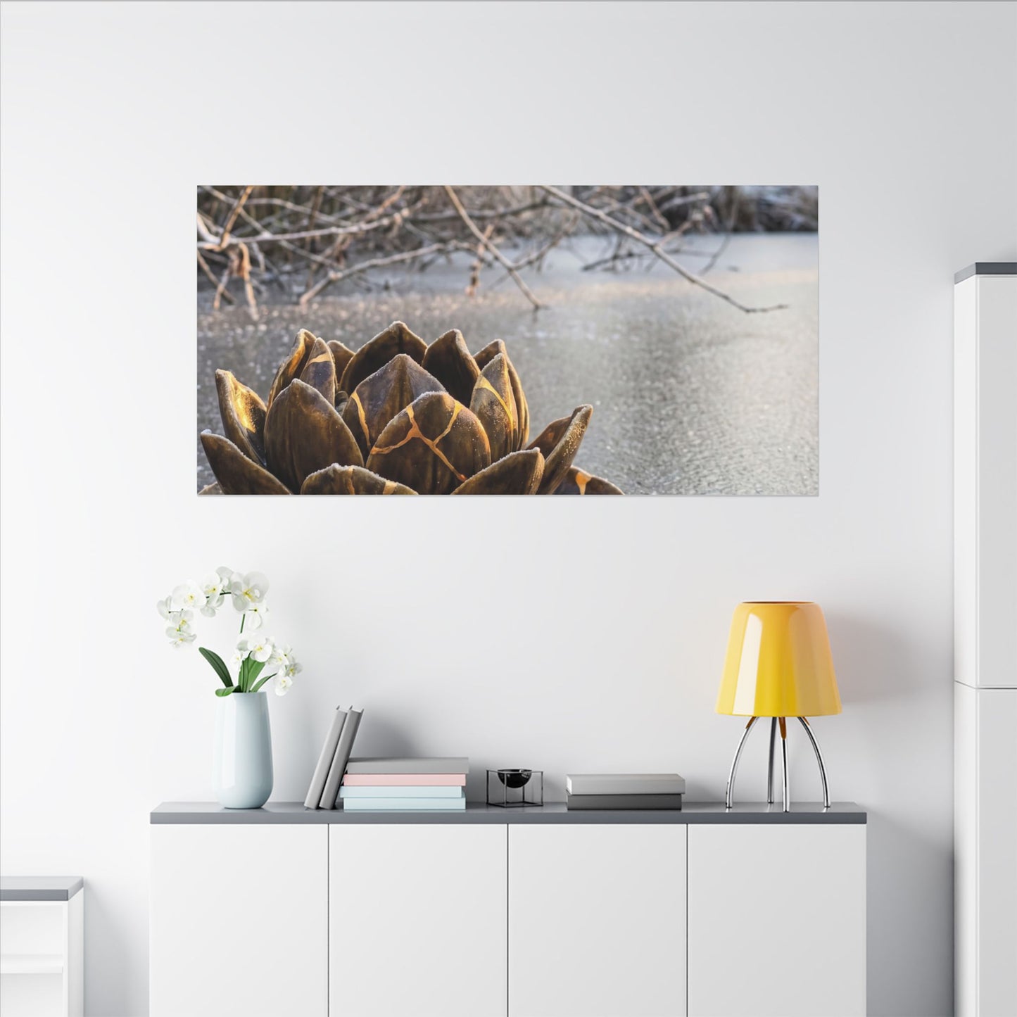 Lotus Flower Gold Repair Canvas Art | Beautiful Kintsugi Art