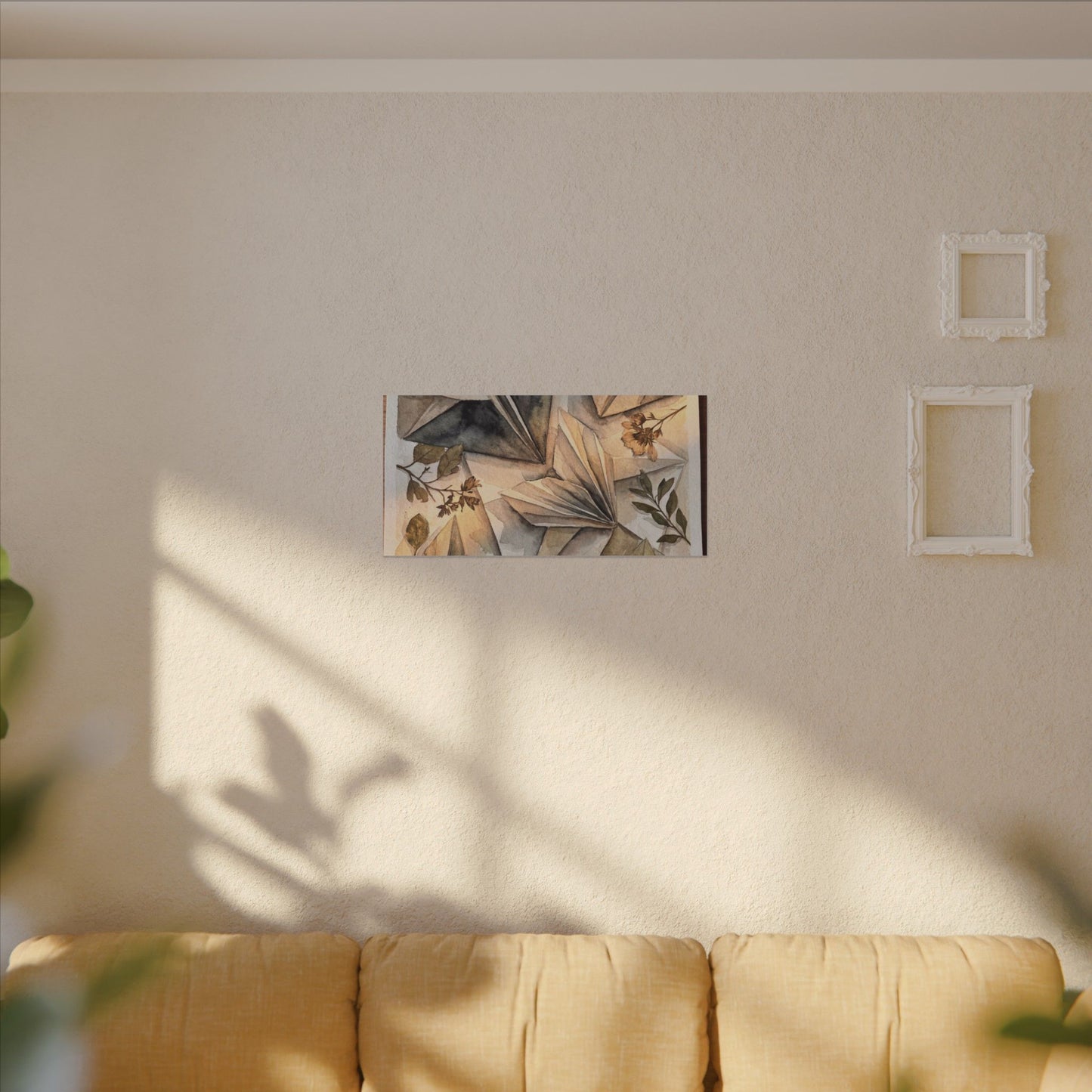 Golden Hour Paper Fold Canvas Art - Japandi Seijaku