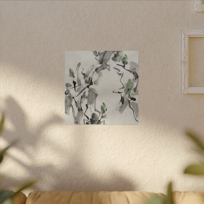 Zen Ink Brushstroke in Overcast | Sumi E Canvas Art