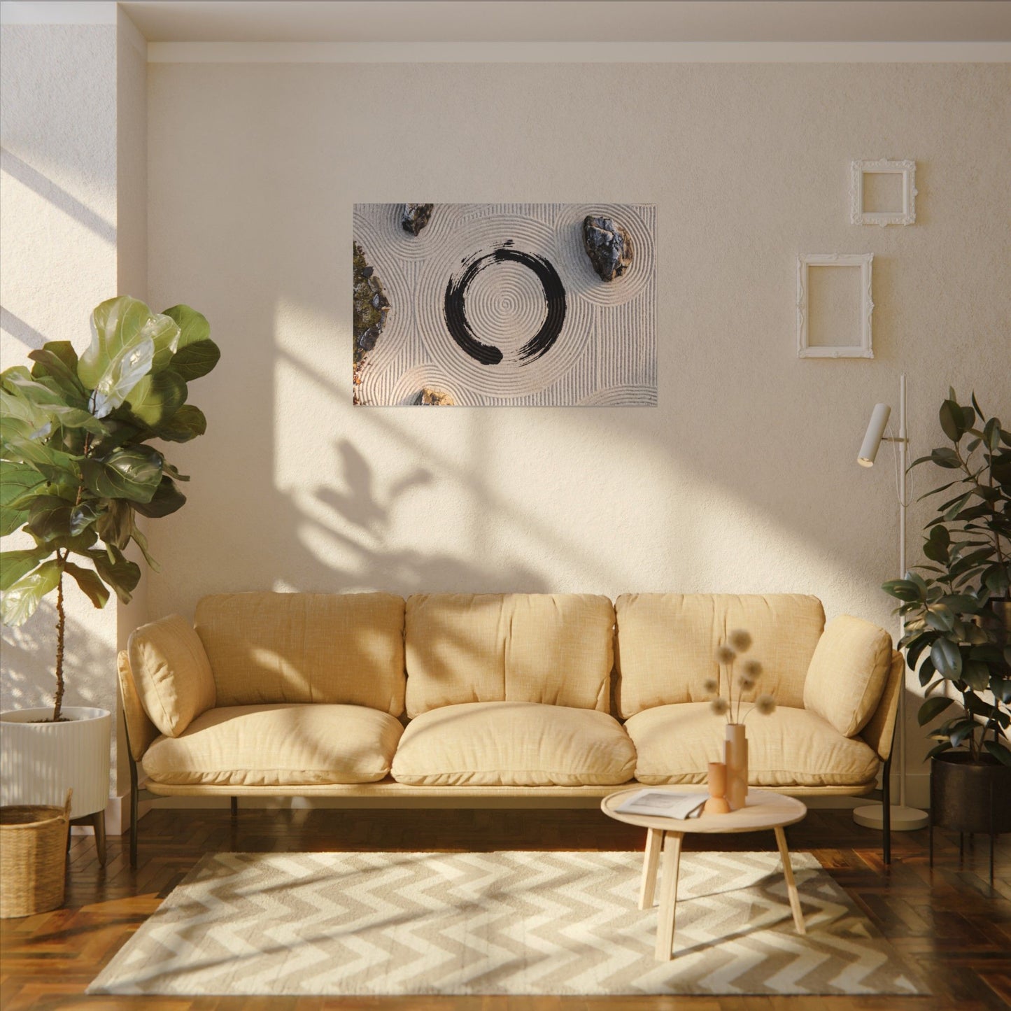 Rock Garden Canvas Art | Winter Zen Enso Art