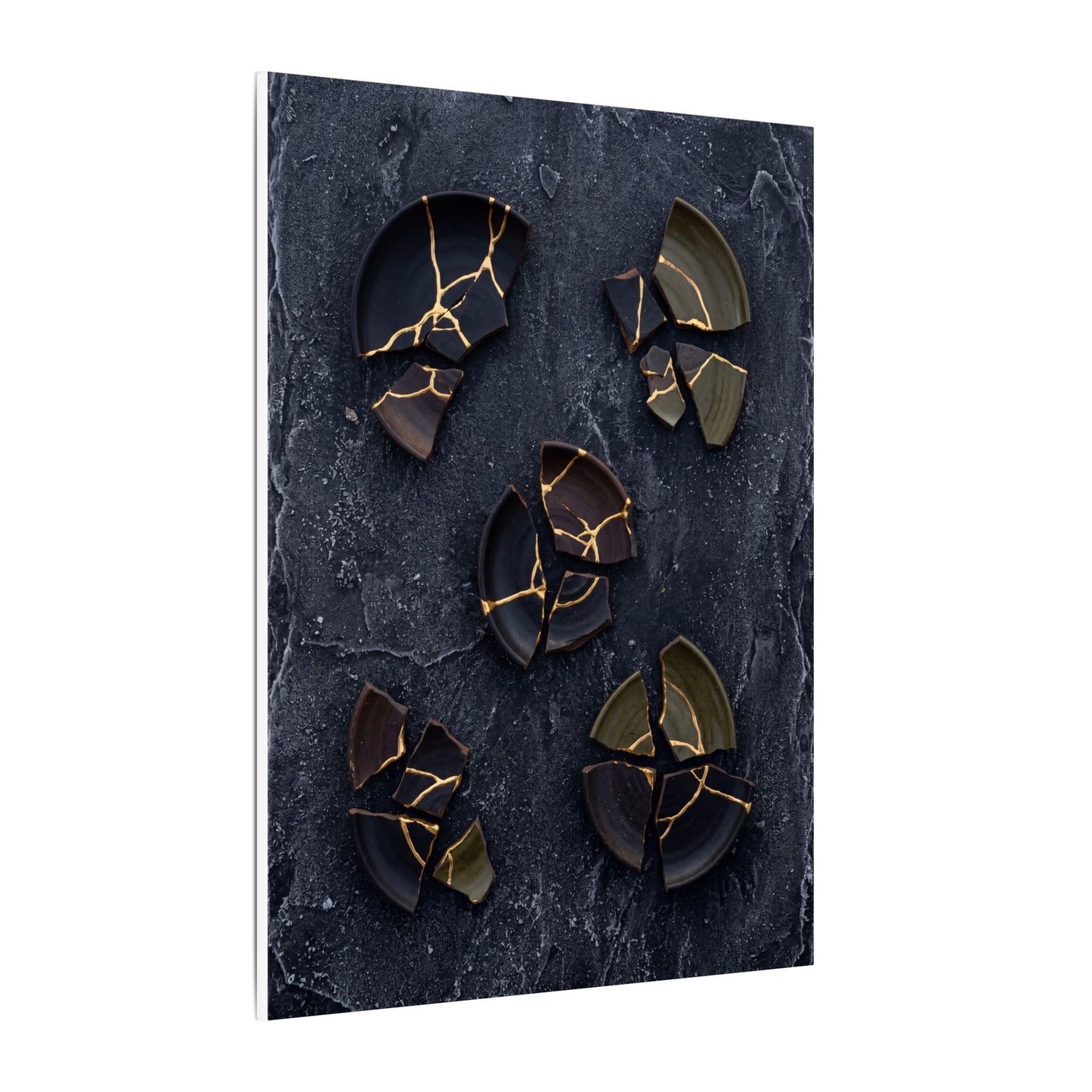 Broken Pottery Canvas Art | Winter Dark Japandi Shadow Zen Art