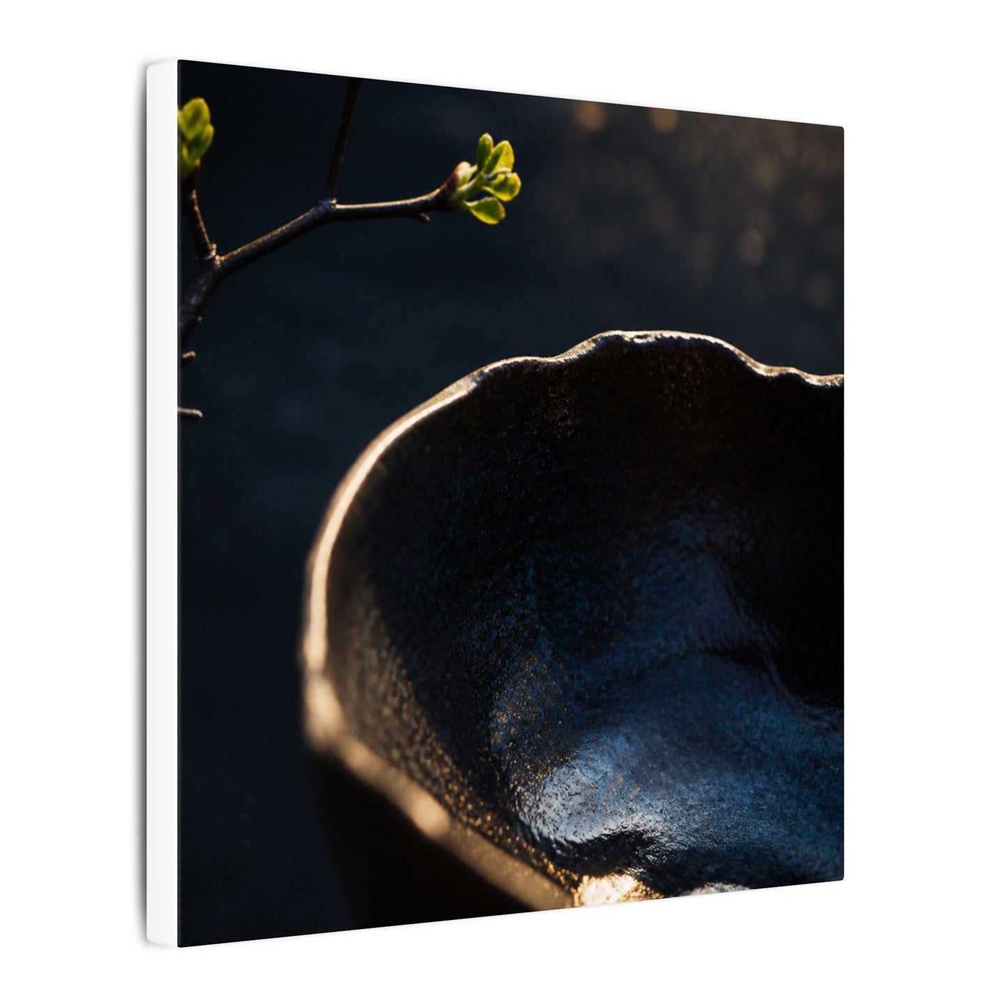 Ma Ceramic Bowl Canvas Art - Dark Japandi Shadow Zen