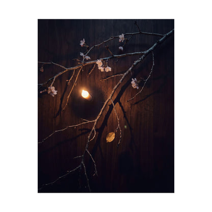 Sophisticated Cherry Blossom Wall Art Print - Moody Minimal Dark Japandi
