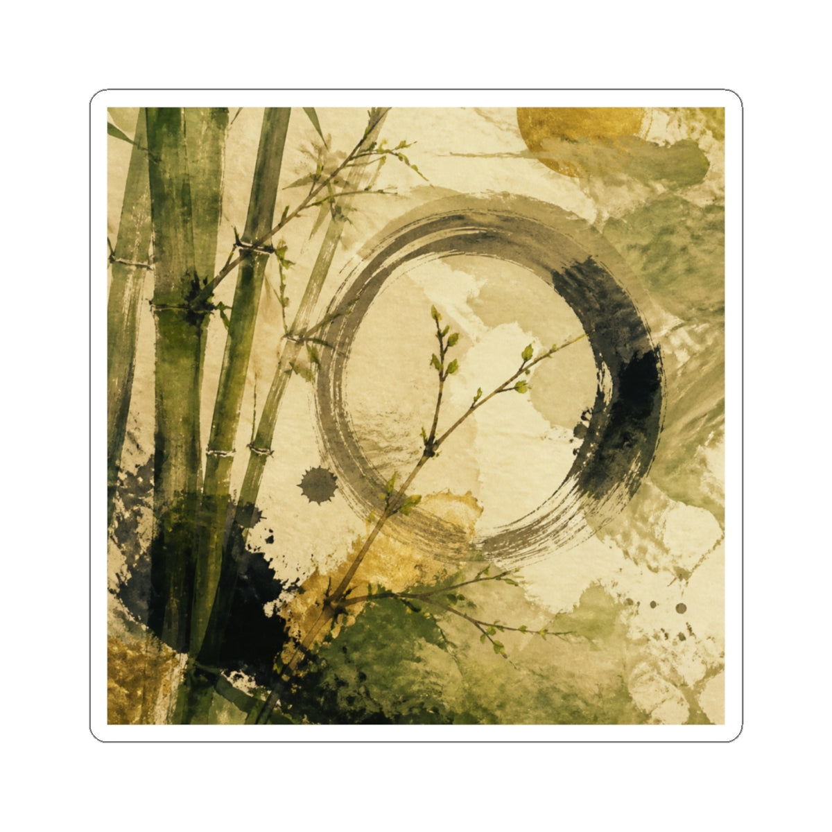 Zen Ink Brushstroke in Golden Hour | Sumi E Sticker