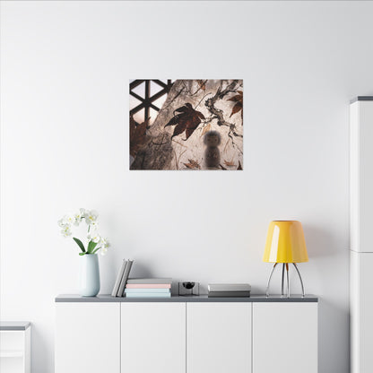 Shoji Screen Autumn Canvas Art | Dark Japandi Atmospheric Design