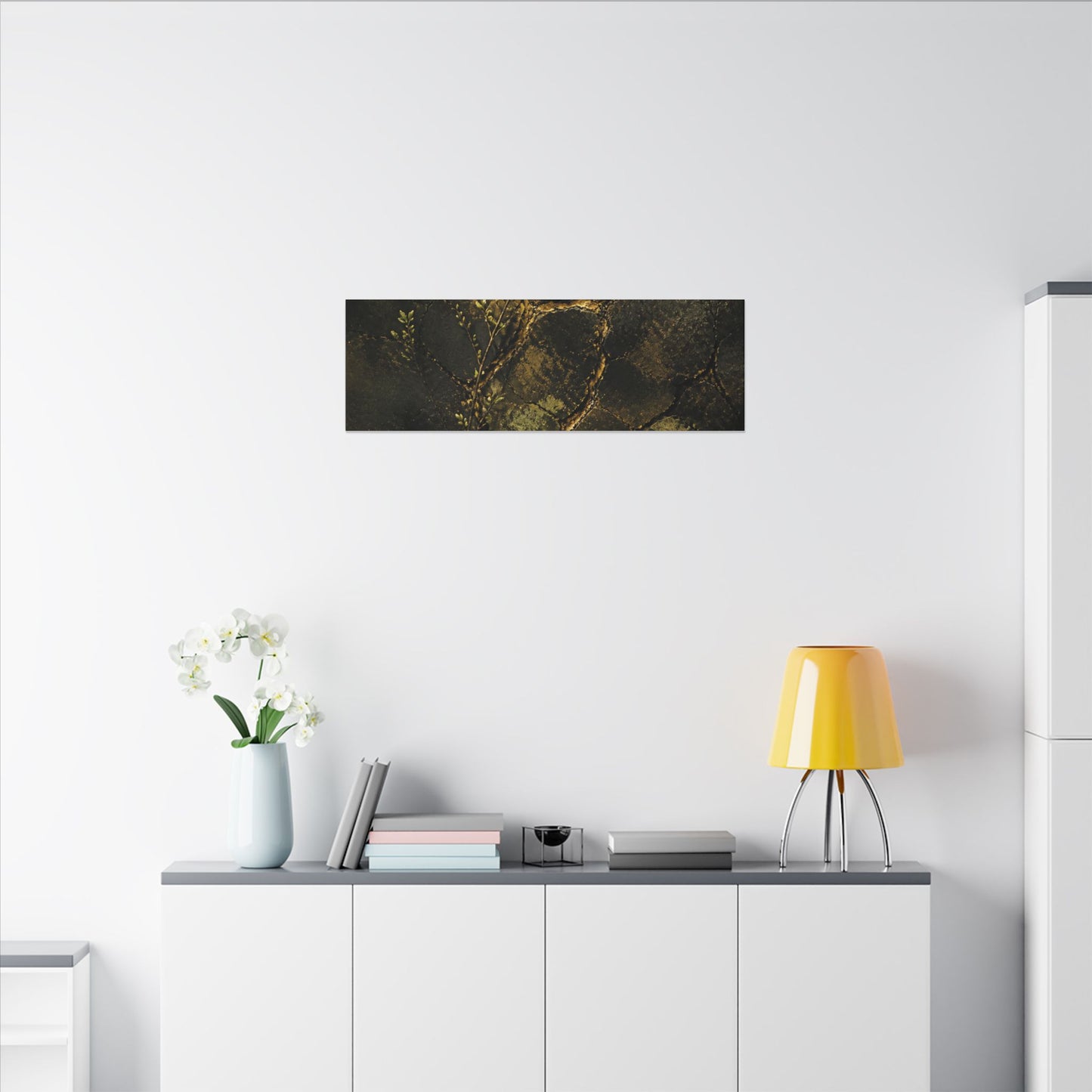 Shibui Cracked Earth Canvas Art - Dark Japandi Dark Texture