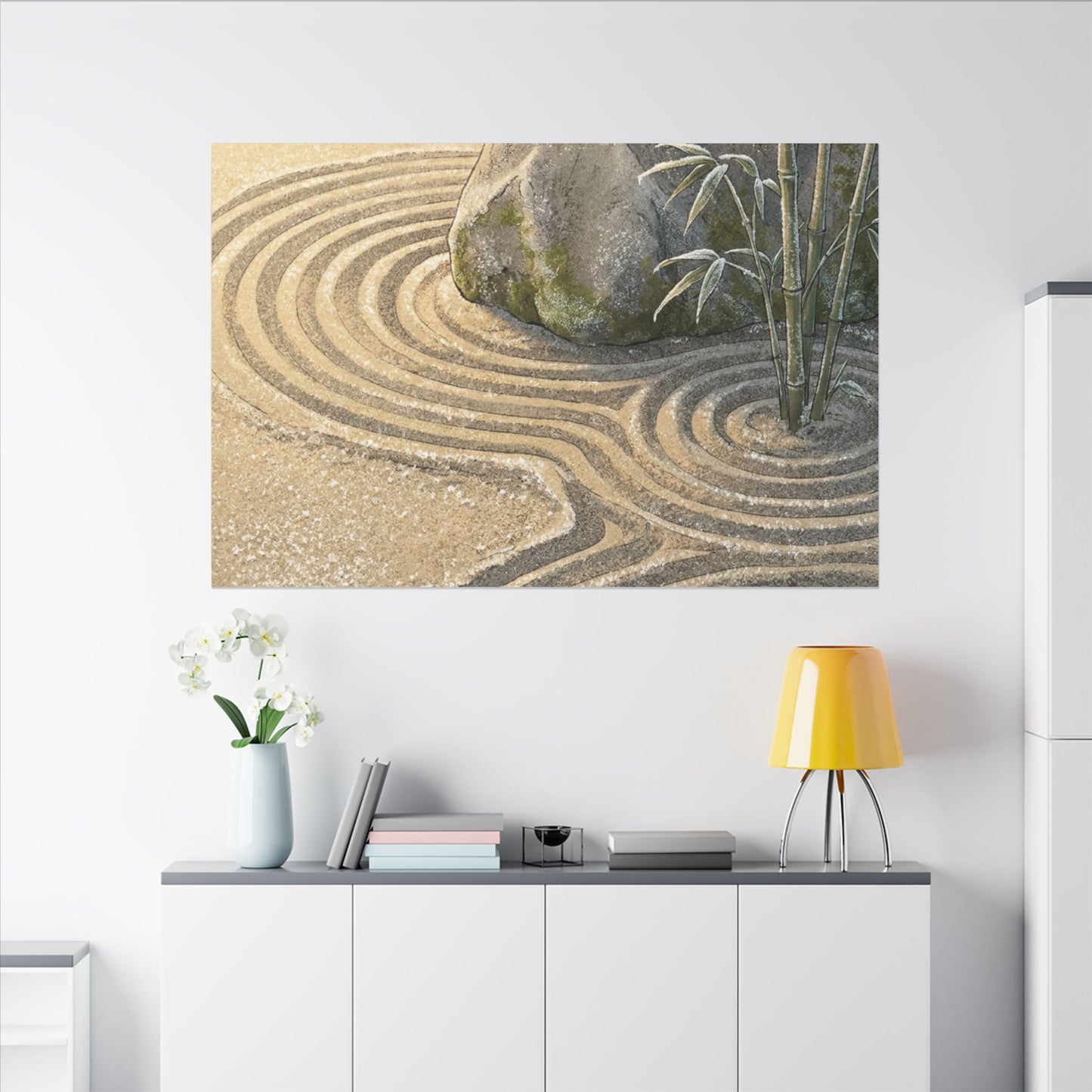 Rock Garden Winter Canvas Art | Zen Peaceful Design