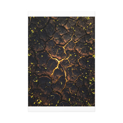 Cracked Earth Moody Minimal Canvas Art | Sophisticated Dark Japandi Art