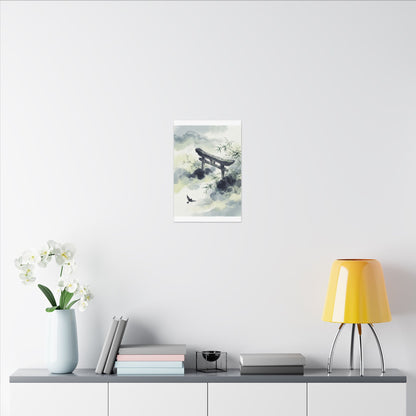 Torii Gate Sumi E Canvas Art | Serene Zen Art