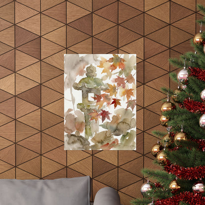 Neutral Stone Lantern Wall Art Print - Watercolor Japandi