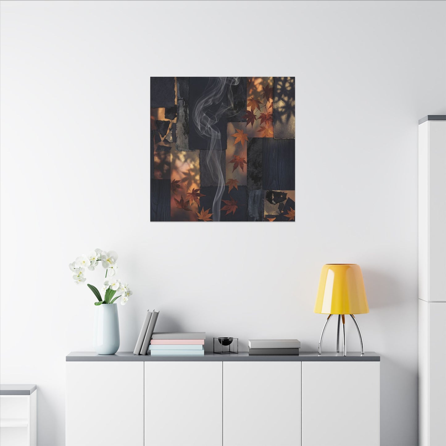 Luxurious Incense Smoke Canvas Art - Dark Texture Dark Japandi