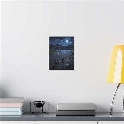 Kintsugi Moonlit Garden in Moonlight | Gold Repair Canvas Art
