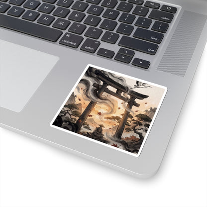 Zen Torii Gate in Golden Hour | Ukiyo E Inspired Sticker Art Print