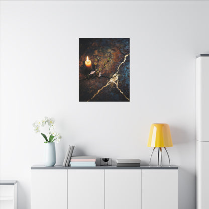 Kintsugi Rust Patina in Candlelight | Gold Repair Canvas Art