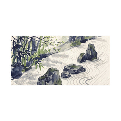 Dappled Rock Garden Canvas Art - Zen Mono No Aware