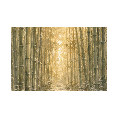 Bamboo Grove Winter Canvas Art | Japandi Elegant Design