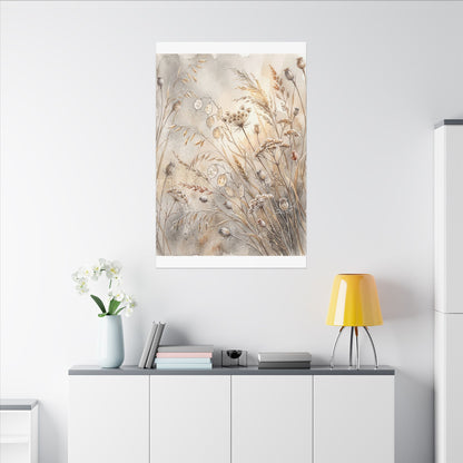 Winter Dried Flowers Watercolor Canvas Art | Warm Decor
