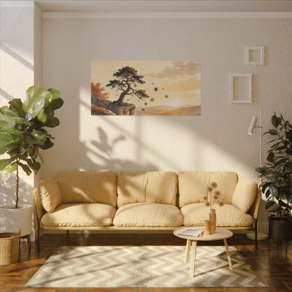 Pine Tree Autumn Canvas Art | Japandi Warm Design