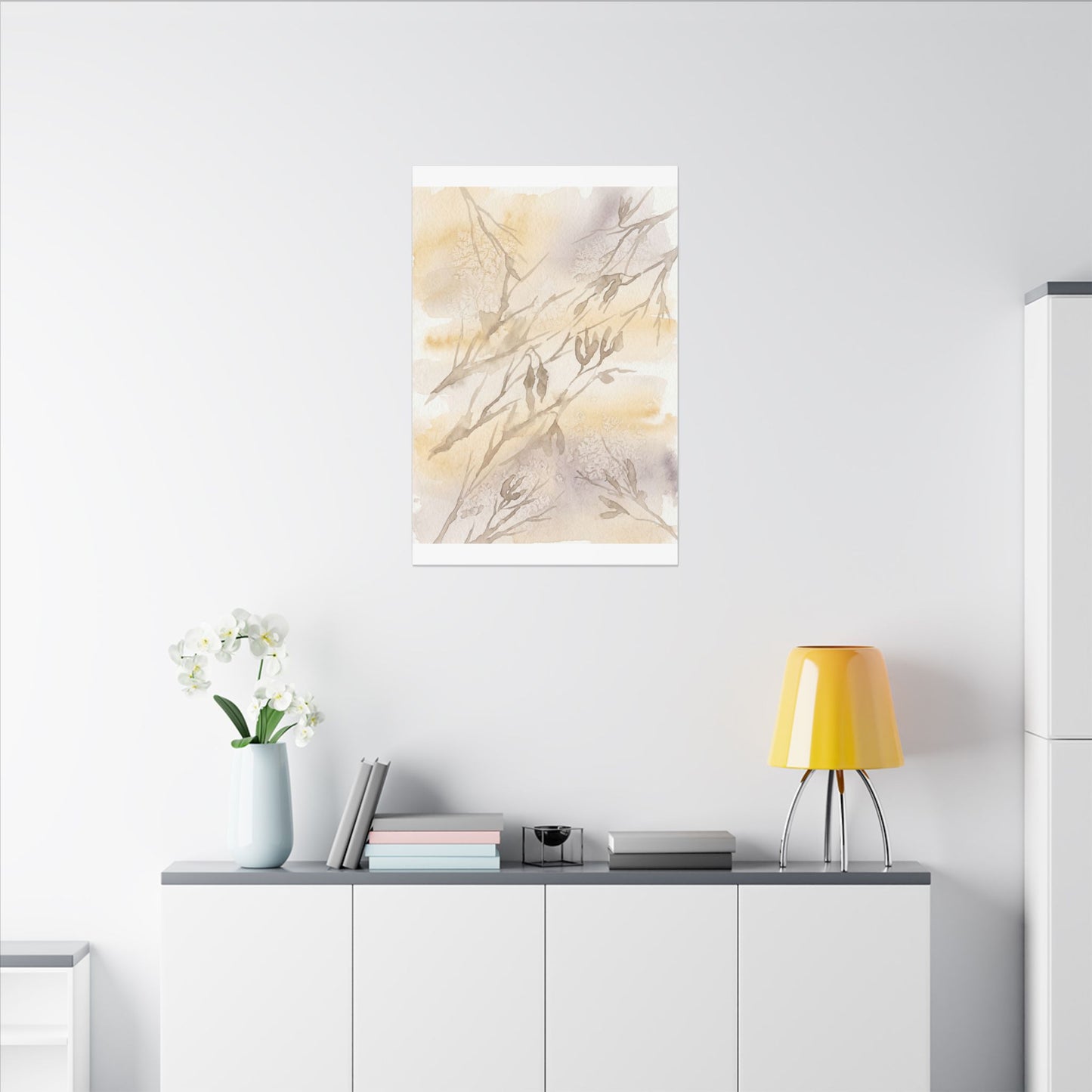 Shadow Play Winter Canvas Art | Japandi Warm Design
