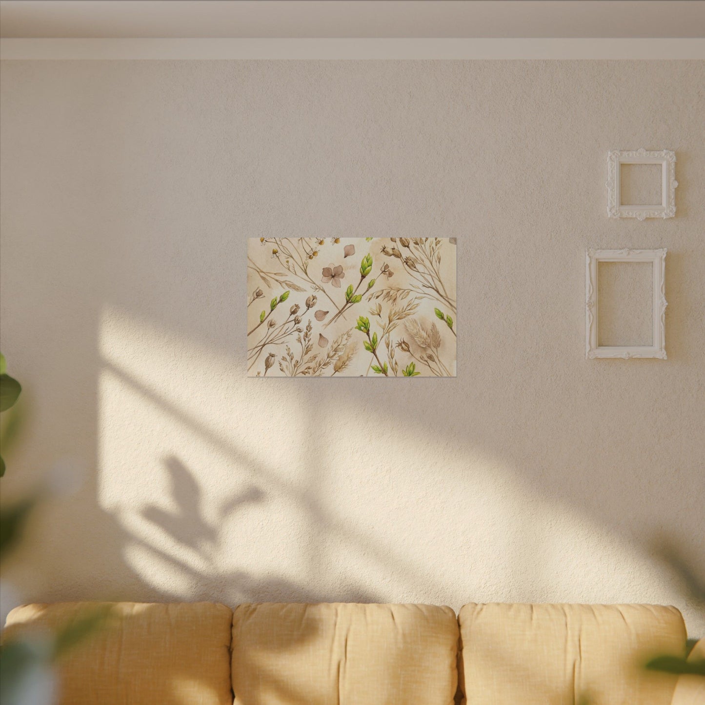 Spring Dried Flowers Watercolor Canvas Art | Earthy Decor