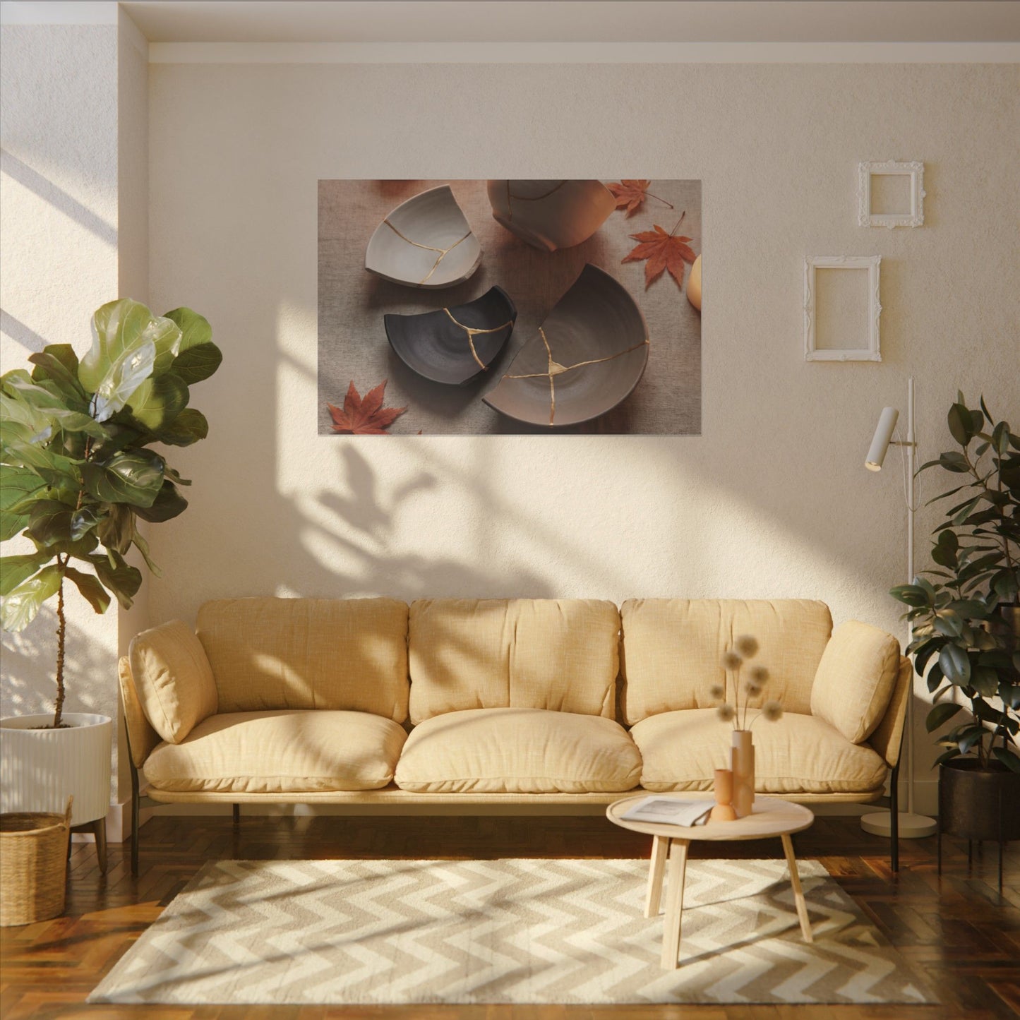 Candlelight Broken Pottery Canvas Art - Japandi Ma